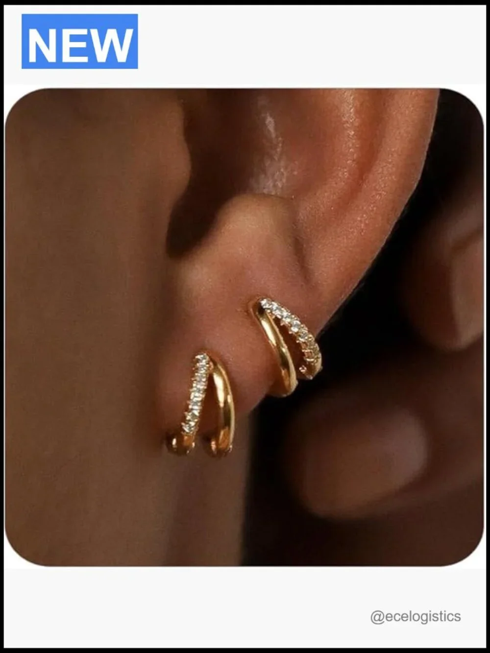 Chunky Gold Hoop Earrings for Women, 14K Gold Plated Huggie Hoop Earrings